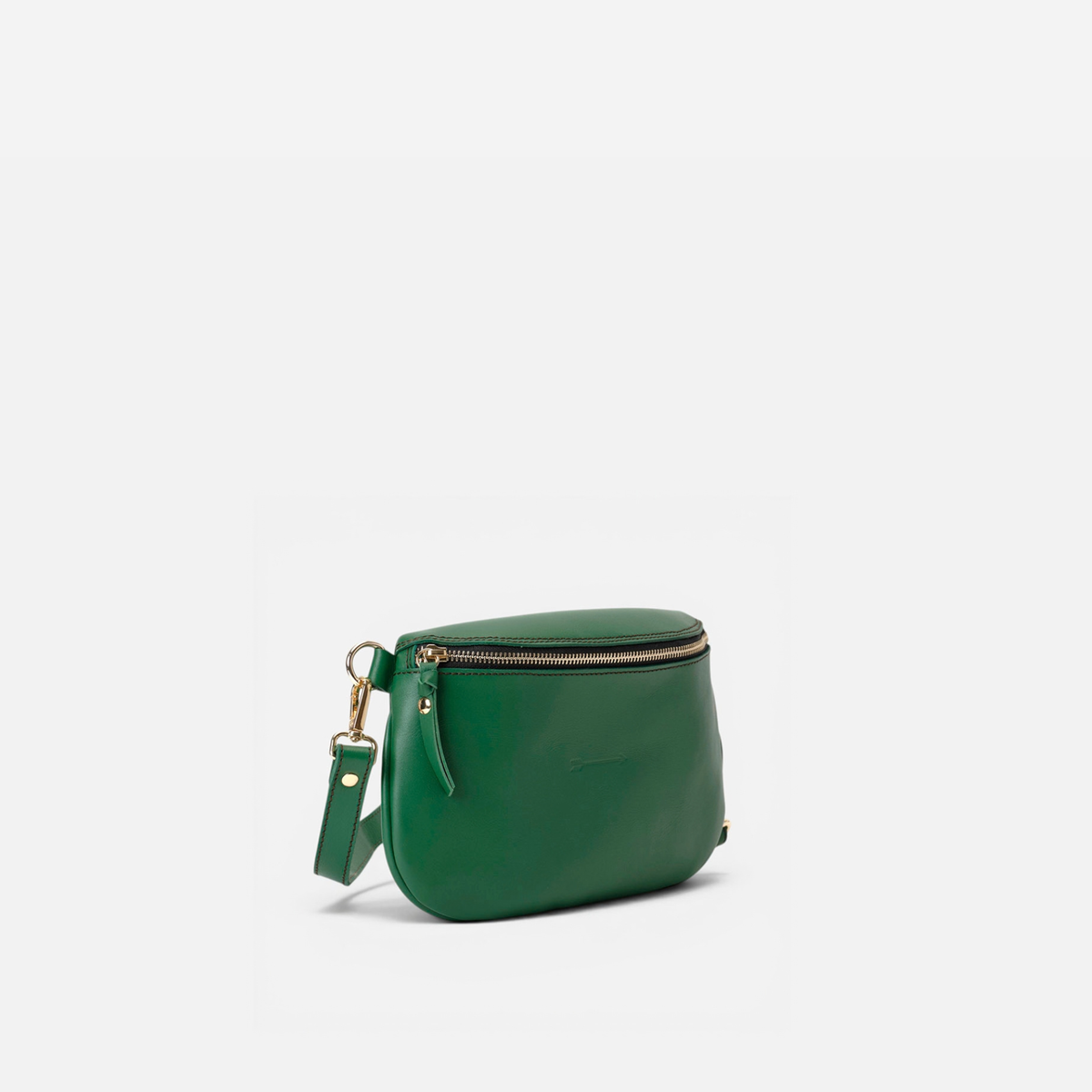 Otra vista: riñonera de piel Bum bag color verde, de Mercules