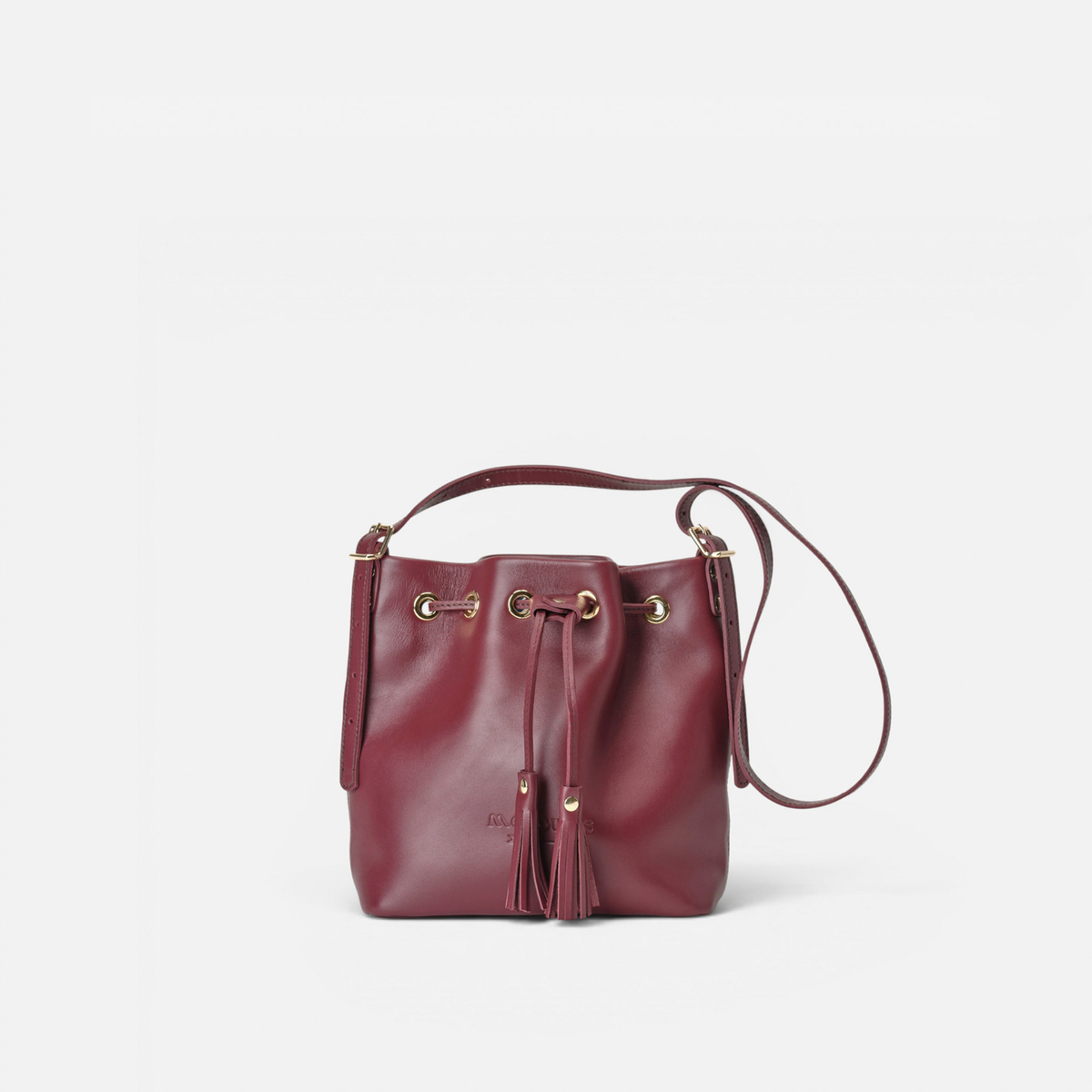Bolso bombonera de piel Pampa color burdeos, de Mercules