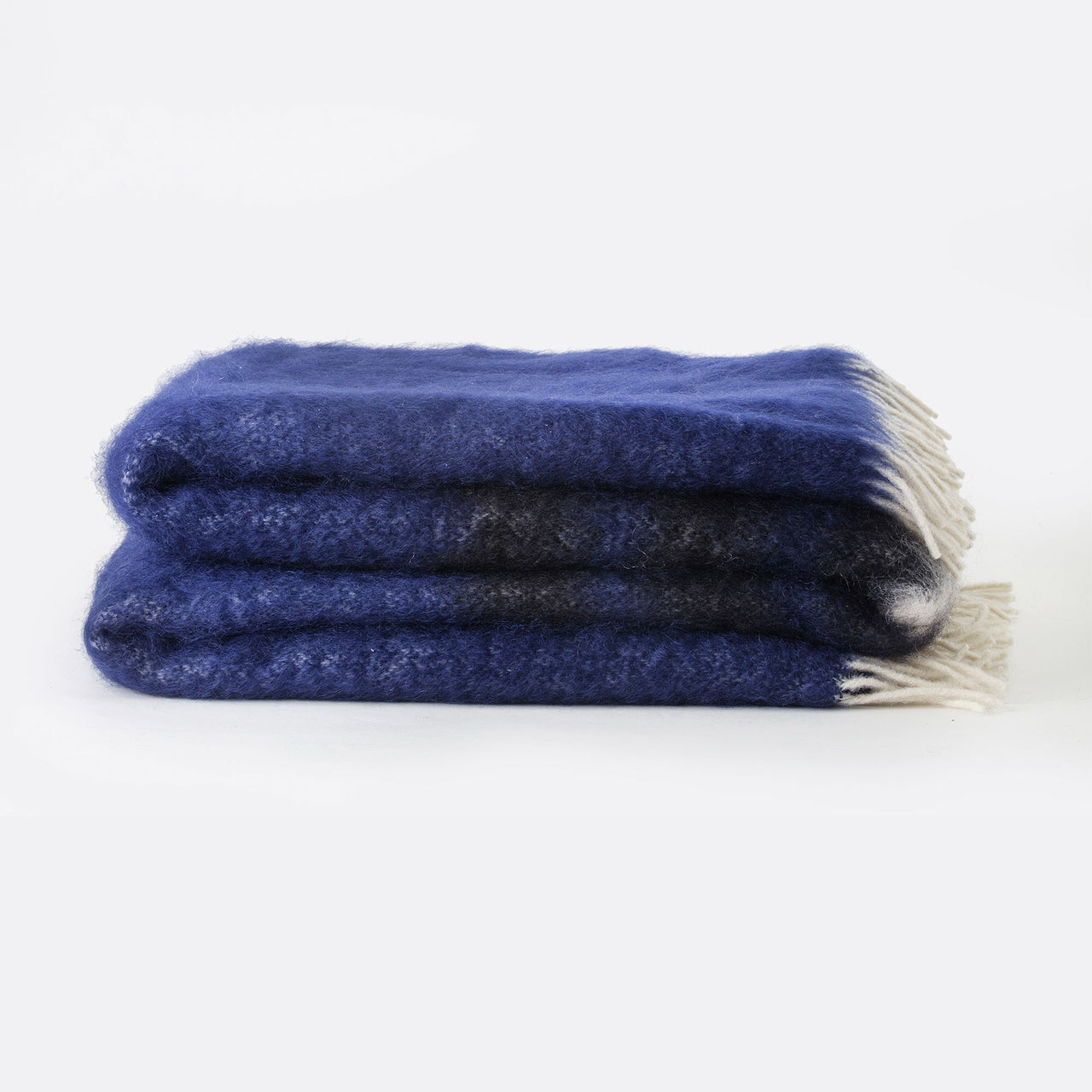 Manta de mohair azul y negro