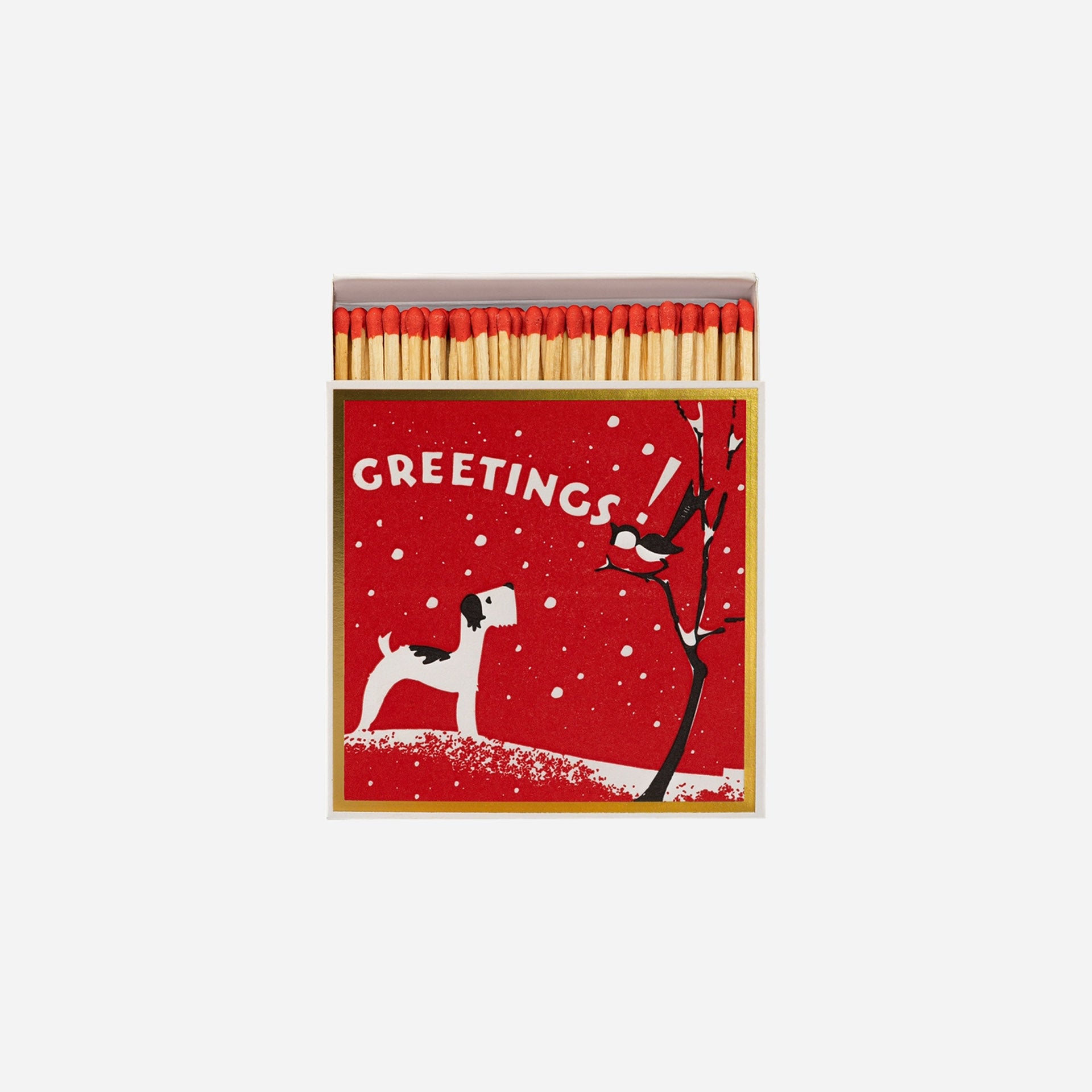 Caja cuadrada de cerillas Winter Greetings