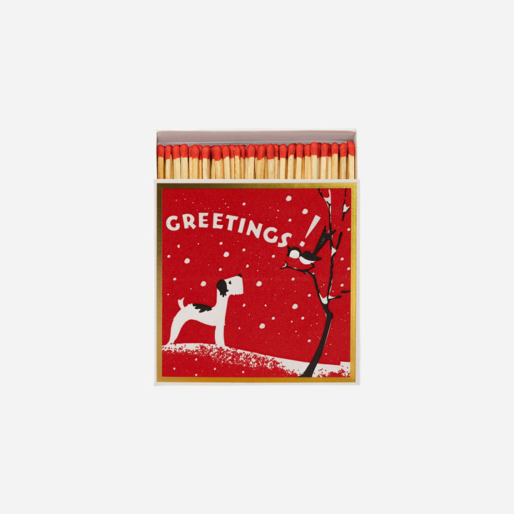 Caja cuadrada de cerillas Winter Greetings