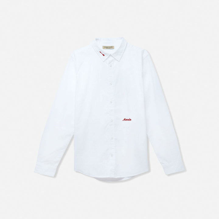 Camisa blanca bordado rojo