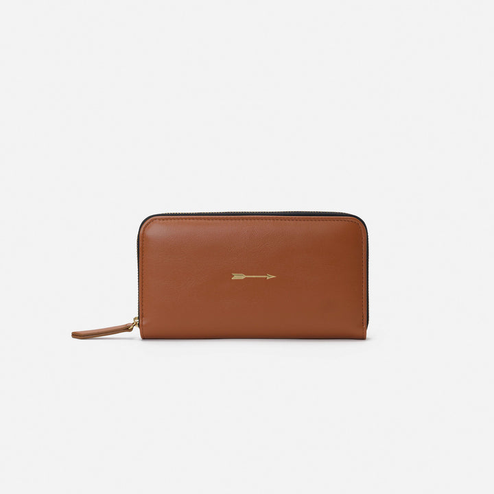 Cartera continental grande Cognac