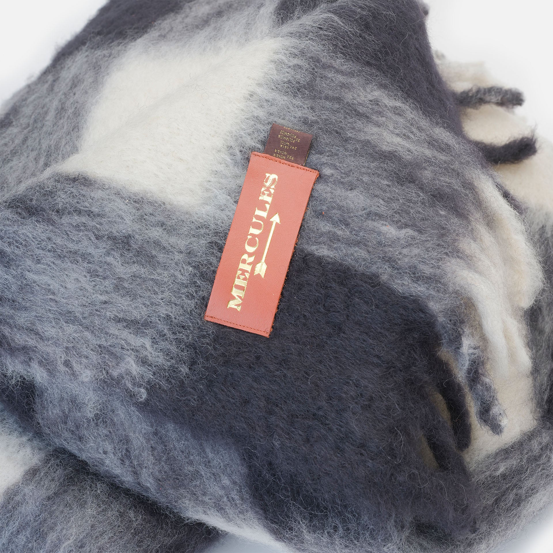 Manta Mohair de Cuadros Blanco y Negro