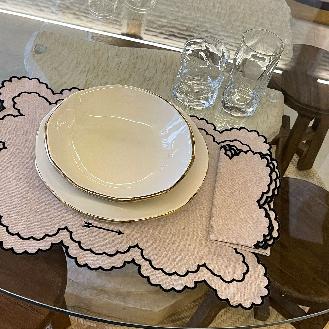 Pack 2 Manteles individuales y servilletas Beige