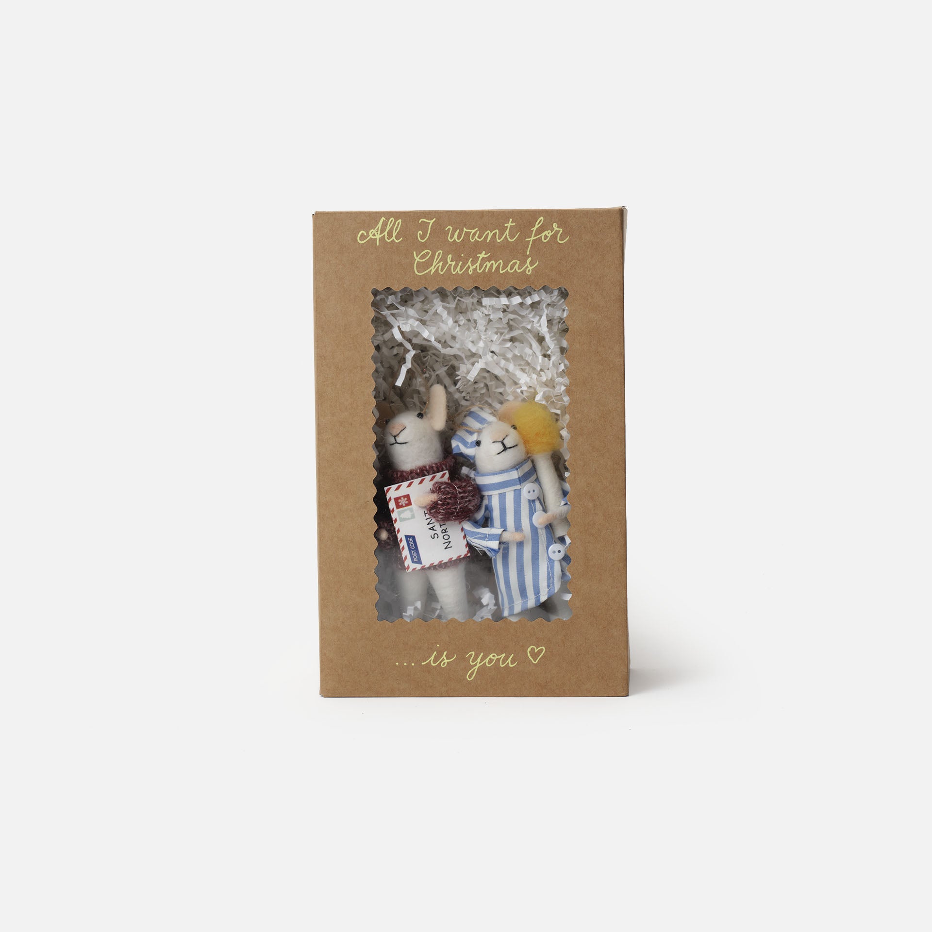 Adorno Navideño Ratones Blancos