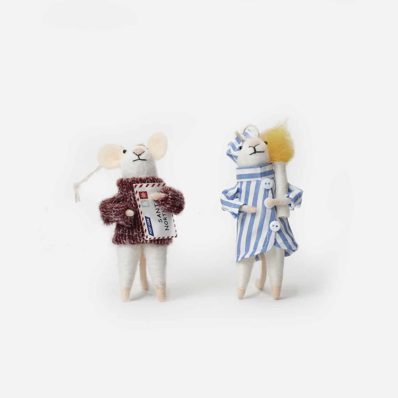 Adorno Navideño Ratones Blancos