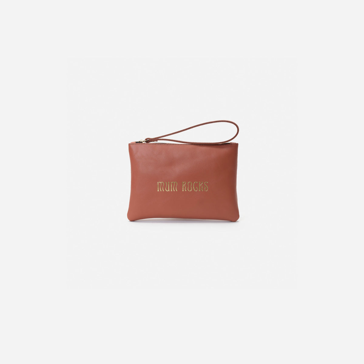Zipper “Mum Rocks” Terracota | Small Leather Bag | Mercules